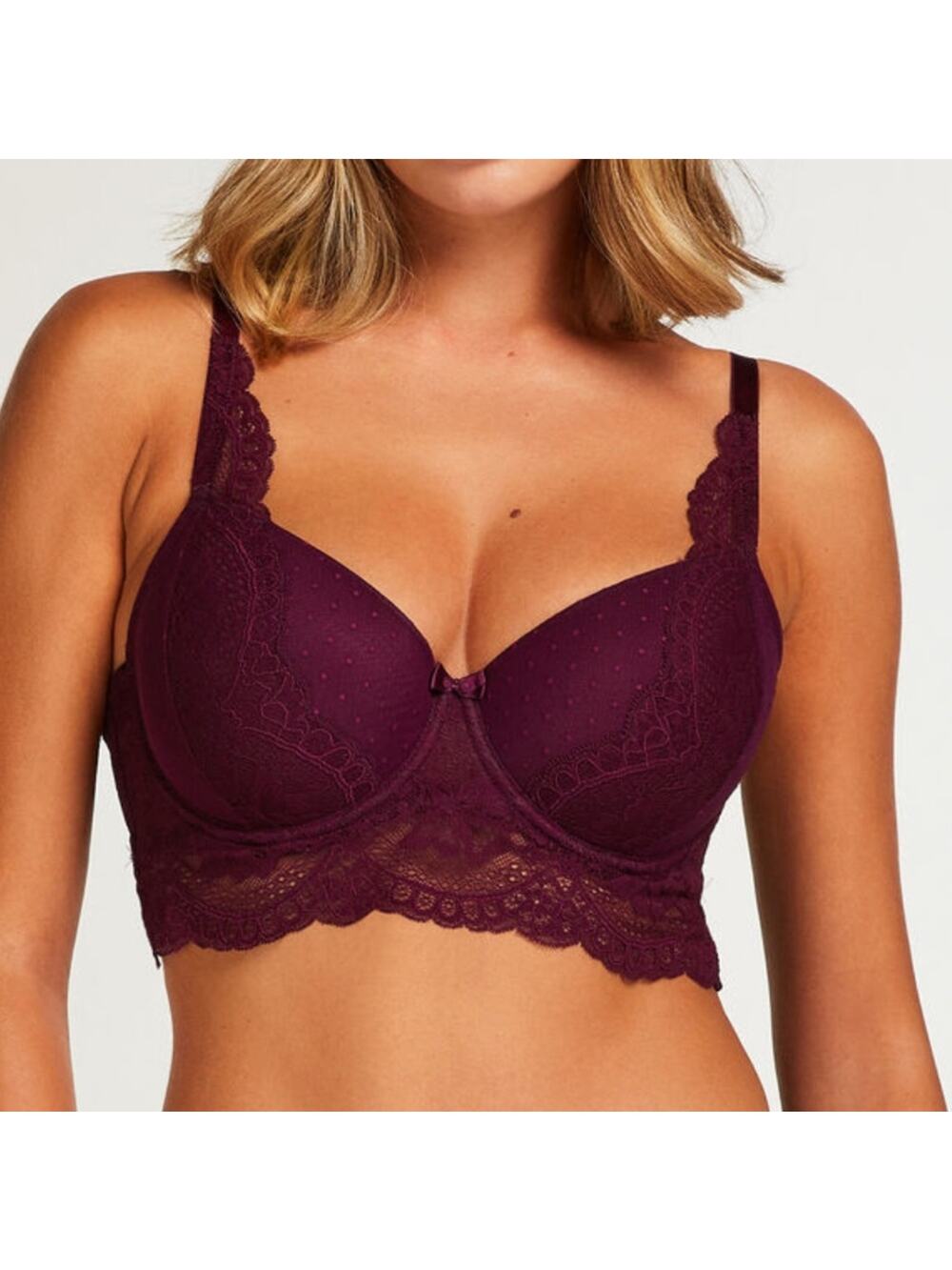 *NWOT Hunkemoller Tracey Padded Longline Underwired Bra Purple – 36DD